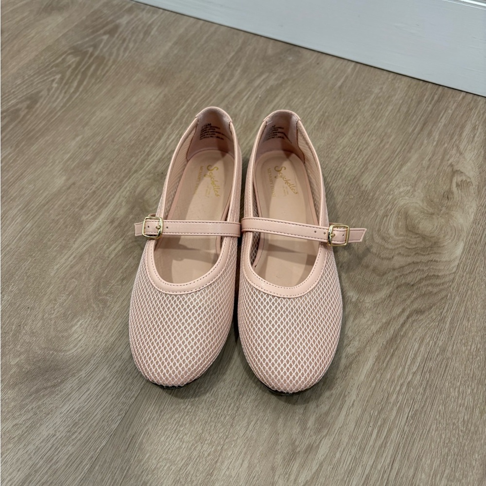 Seychelles Pink Mesh Mary Jane Flats